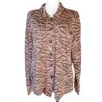 Kensie NWT  Brown vintage Zebra Shirt Jacket Large Photo 2