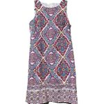 London Times  size 8 women's shift dress cotton bright pink blue vacation zips up Photo 10