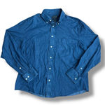 Ralph Lauren  Women’s Size L Dark Blue Long Sleeve Cotton Polka Dot Shirt Photo 0