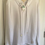 Michael Kors  White Hooded Top with Gold Accents Photo 0