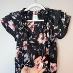 MISA Los Angeles Cecile Satin Floral Tiered Ruffle Tassel Mini Dress Black Pink Photo 3