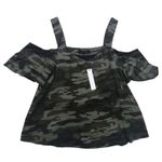 Anthropologie [NWT]  | Sanctuary Military Camo Cold Shoulder Silky Top Size XS Photo 0