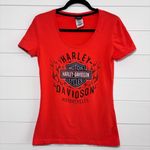 Harley Davidson Y2K BARNETT EL PASO TEXAS Flame Logo Shirt Top Orange Size S Photo 2