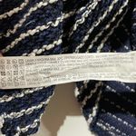 ZARA Striped Textured Mock Neck 3/4 Sleeve Sweater Top Navy White Size Medium Photo 16