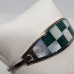Alpaca Mexico Silver, Green, & Mother of Pearl Checkered Bracelet Green Photo 2