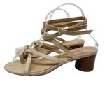 Anthropologie  Quinn Strappy Heels Lace-Up Sandals Shoes Beige Tan Size‎ 7.5 Photo 6