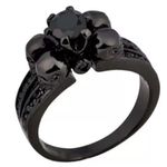 Unisex 4 Skull Design Black Zircon Wedding Ring Black Gold Party Jewelry Size 7 Photo 1