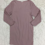 H&M Mauve Blush Pink Scalloped Long Sleeve Shift Dress Size 2 Photo 0