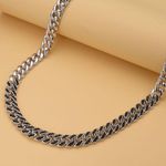 Black Austrian Crystal Curb Link Chain Necklace Silver Photo 1