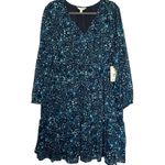 Terra & Sky Dress 4X Semi Sheer Lined Flowey Blue Dots Long Sleeve Chiffon Photo 1