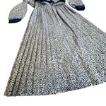 Vintage Hal Hardin Long Sleeve Navy & White Pleated Dress W/ Belt & Gold Buttons Blue Size 14 Photo 11