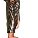 Vintage y2k Black gold sequin Party Glam Mob Wife Mini Dress New Year’s eve Size M Photo 0