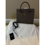 Versace Virtus Grainy Calf Leather Grey Large Top Handle Bag NWT $ 2100 Retail Photo 4