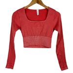 Aerie Offline Big Chill Seamless Long Sleeve T-Shirt Crop Top Sz Small Coral Photo 0