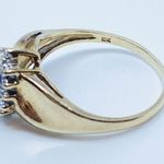 10KT Lab Created Sapphire Natural Diamond 10k Gold Ring Sz 4.75 Photo 3