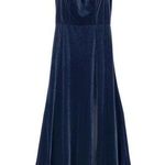 Jenny Yoo Collections Issa Off-The-Shoulder Stretch Velvet Gown Dusty Blue 8 Photo 0