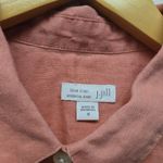 J jill Love Linen Essential Coral Shirt Button Down Long Sleeve Size Medium Pink Photo 2