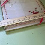 Vintage made in Switzerland embroidered handkerchief. New in package. Red Photo 6