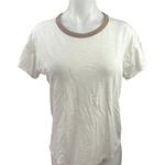 Madewell White Brown Cotton Basic Short Sleeve Pullover T Shirt Tee Top Size M Photo 0