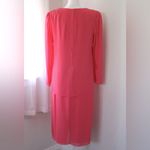 Vintage ‘90s Ursula of Switzerland Coral Rouched Waist Long Sleeve Midi Dress Pink Size 8 Photo 5