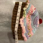 Handmade  Crochet Rainbow Strawberry Cupcake Beanie Winter Hat Cozy Comfy Warm Photo 3