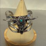 Silver Bull Head Cuff Bracelet Photo 1