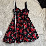 Hot Topic Small Pin Up Floral Rose Black White Red Polka Dot Floral Dress Pinup Photo 7