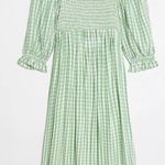 Anthropologie NWT $209 x Faithfull Green Gingham Lilou Smocked Maxi Dress M Photo 0