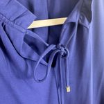 The Limited  Navy Blue Ruffled Cold Shoulder Long Sleeve Light Blouse Size M Photo 2