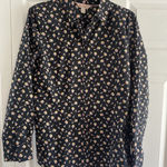 Brooks Brothers  Red Fleece‎ Womens Medium Black Button Down Floral Long Sleeve Photo 0