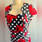 Grace Karin  Red roses and black and white polka dots dress. Tea dress L Photo 7