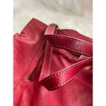 Large Red Leather Tote Bag With Double Handles Front Zipper Pocket Photo 5