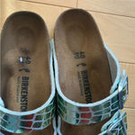 Birkenstock  Arizona Gator Gleam Metallic Green Sandals Women’s Size 40 Photo 2