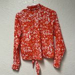 Nine West  Orange and White Tie Front Blouse Size XS Photo 5