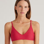 Quince NWT Berry Hot Pink Italian v-neck bikini top Sz L Photo 0
