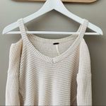 Free People Cold Shoulder Waffle Knit Sweater Cream Sz XS Photo 1