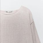 ZARA NWT Super Soft Exposed Seam Top Sweater Taupe Small Photo 7