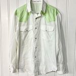 VTG UNBRANDED Button Up Women Size L Western Green & White Pearl Button Retro Size L Photo 0