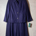 Harvé Benard Harve Benard Skirt Suit Set Women Top 10/Bottom 12 Purple Wool Blend Blazer NEW Photo 0