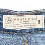 Angel Kiss Floral Embroidered Distressed Fray Hem Mid Rise Denim Shorts NWOT Photo 6