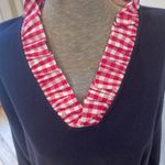 Haley and the Hound navy cashmere pink plaid v neck detail tunic style dress Blue Size XL Photo 1