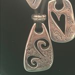 Brighton Retired Brazilian Triple Hearts Silver Charm Pendant Black Necklace Photo 4