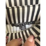 Haute Monde Black White Stripe Paper Bag Waist Knife Pleats Self Tie Belt Skirt Photo 3