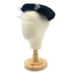 Vintage 1950s Black Velvet Evening Hat Beret Cap Rhinestone Clip With Mesh Veil Photo 4