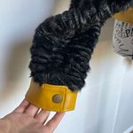 STAUD Buddha black faux shearling fur jacket w/ yellow leather trim size S small Photo 7