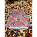 Ralph Lauren  Paisley Tankini Top Blue Red Lace-Up Strapless Swim Size M Photo 2