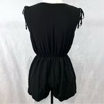One Clothing black ruched tie sleeve vneck romper with pockets size small Photo 3