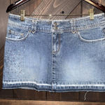 SO Vintage Y2K 2000s  Denim Skirt Size‎ 11 Light Blue Low Rise Mini Beads Beaded Photo 0