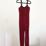Maeve  printed sweetheart jumpsuit size 10 red knit retro hippie contemporary Photo 1