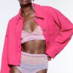 ZARA  CROPPED‎ COTTON Pink Jacket /Over shirt
 Size M Photo 1